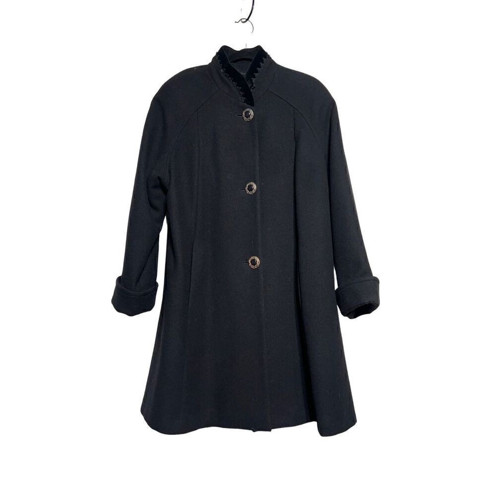 Donnybrook Vintage Black Wool Swing Coat Trench Coat Size 4